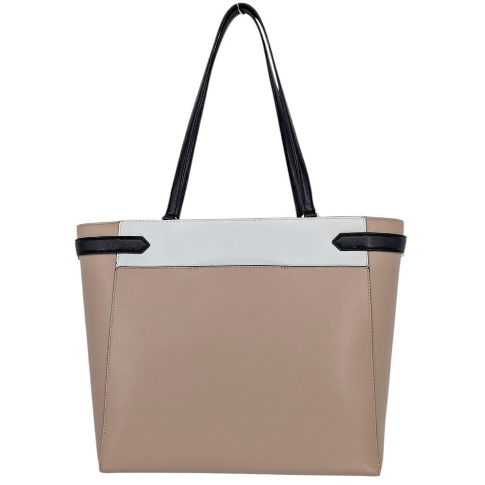 Kate Spade Staci Saffiano Leather Tote Beige Black Work Bag Large - Picture 2 of 8